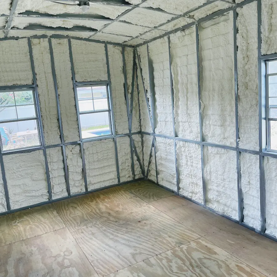 Closed-cell spray foam insulation applied to wall cavities in a residential project in Mount Washington